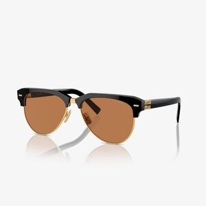 Miu Miu Black and Gold Sunglasses with Brown Lenses